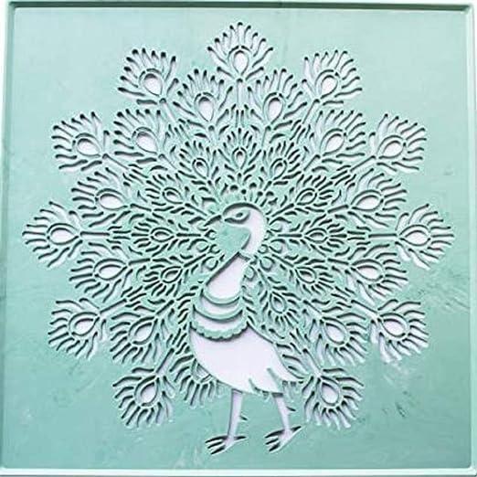 Peacock And Flower Design Rangoli Stencils For Floor Decoration