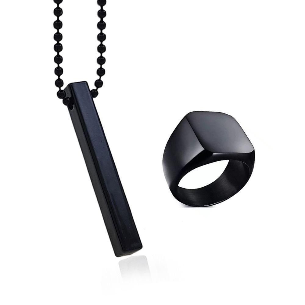 Saizen black vertical bar pendant with ring