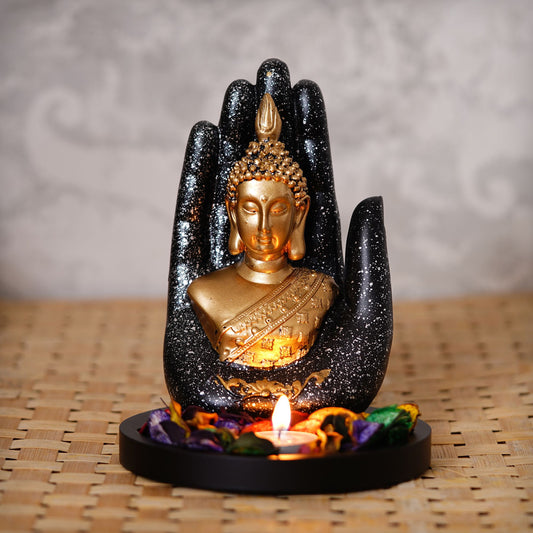 Golden Silver Handcrafted Palm Buddha