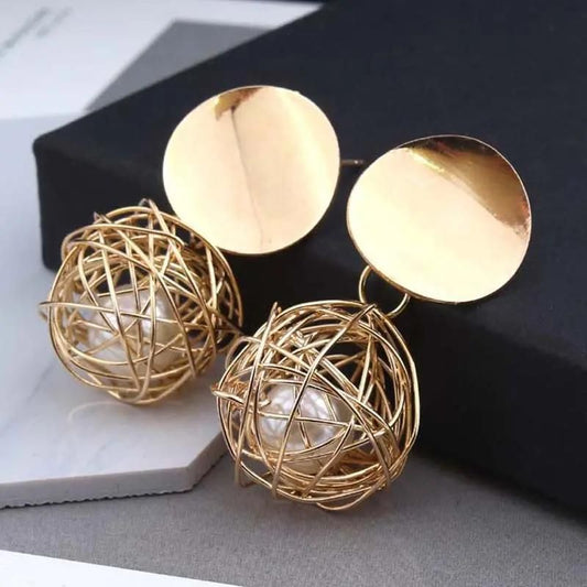 Gold Double Disk Earrings